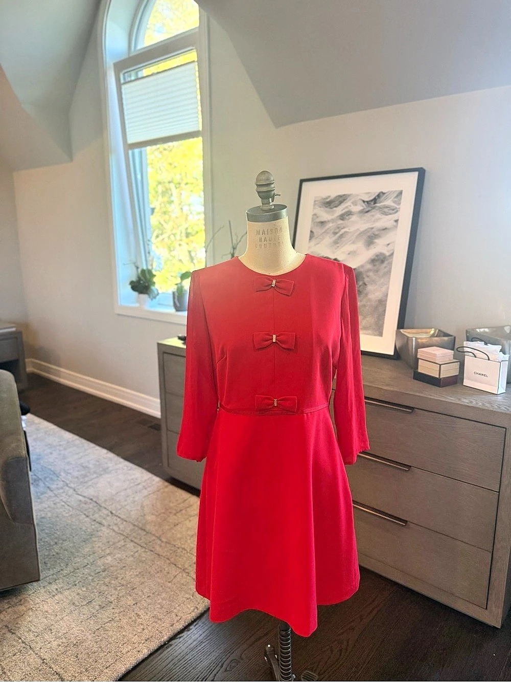Ted Baker Bow Detail Mini Dress in Red Size 4 Like New